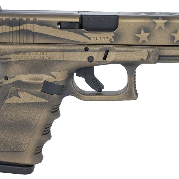 Glock 19 Gen3 9mm Pistol with Coyote Battle Worn Flag Cerakote Finish For Sale Europe