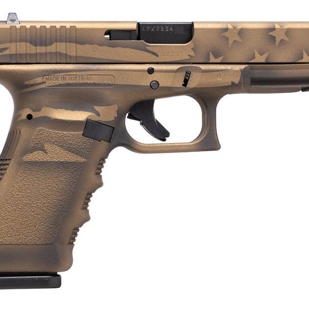 Glock 17 Gen3 9mm Pistol with Coyote Battle Worn Flag Cerakote Finish For Sale Europe