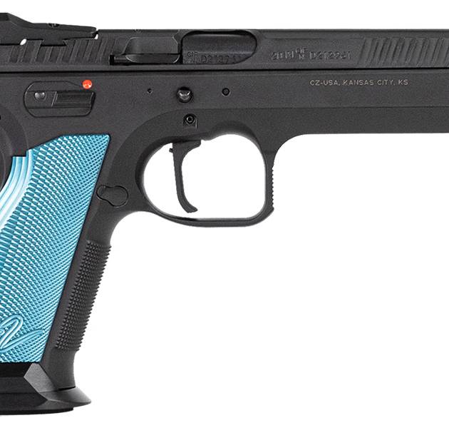 CZ TS 2 40 S&W Pistol with Black Frame and Blue Aluminum Grips For Sale Europe