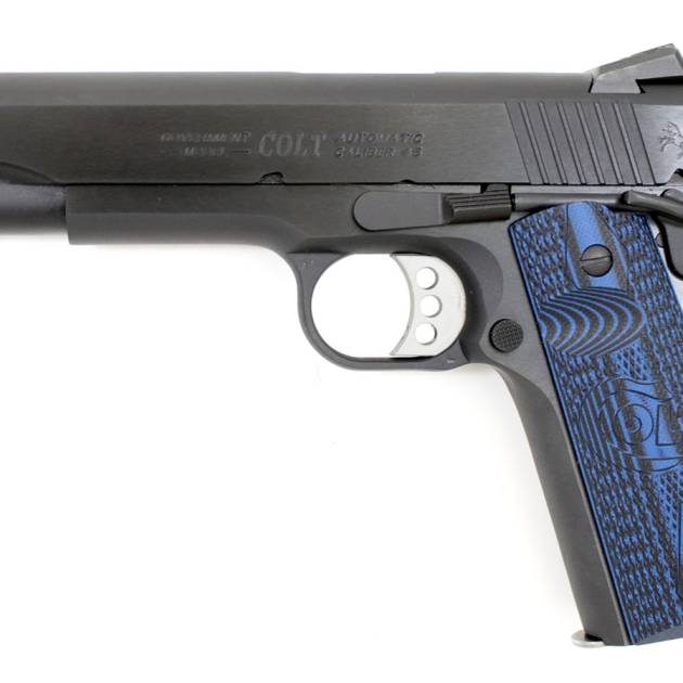 Colt 1911 Series 70 Competition 45 ACP Pistol with G10 Checkered Blue Grips For Sale Europe
