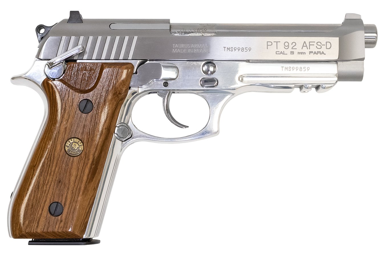 Taurus PT 92 AFS-D Stainless 9mm Luger Semi-Automatic Pistol with Wood Grips For Sale Europe