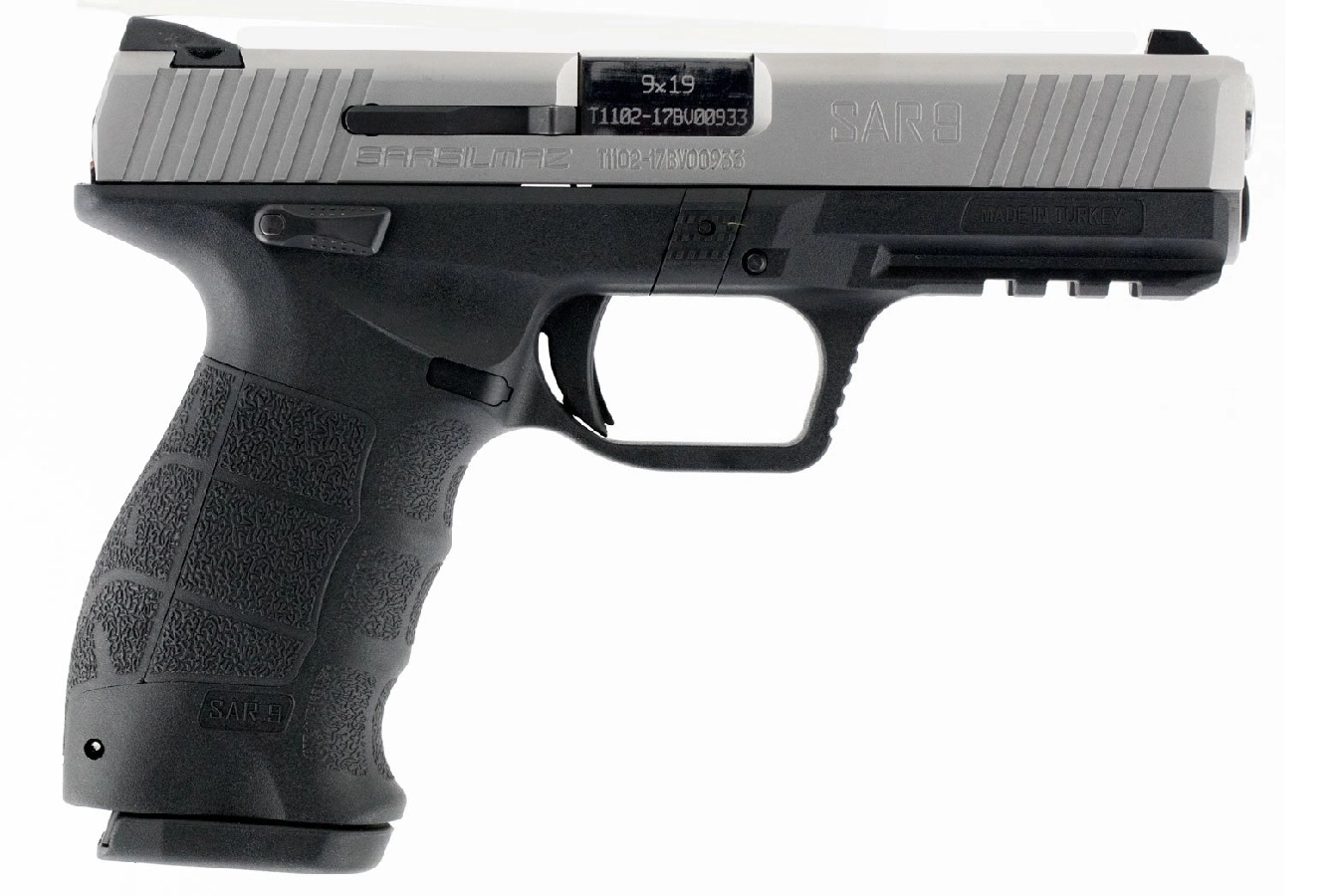 Sarsilmaz SAR9 9mm Pistol with Stainless Slide and Manual Safety For Sale Europe