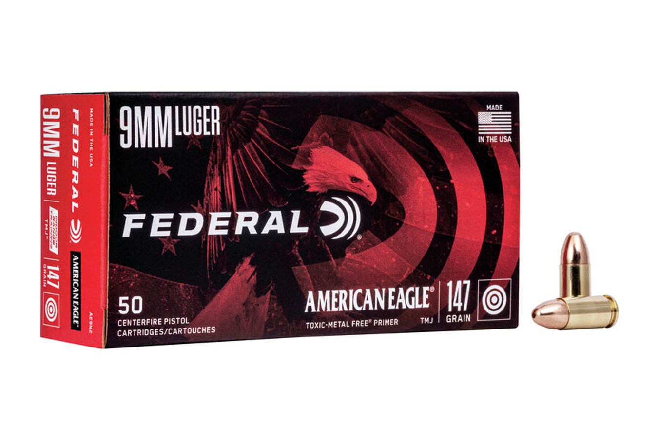 Federal 9mm 147 gr TMJ American Eagle Indoor Range Training 50/Box For Sale Europe