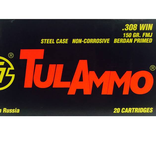 Tula Ammo 308 Win 150 gr FMJ Steel Case 20/Box For Sale Europe