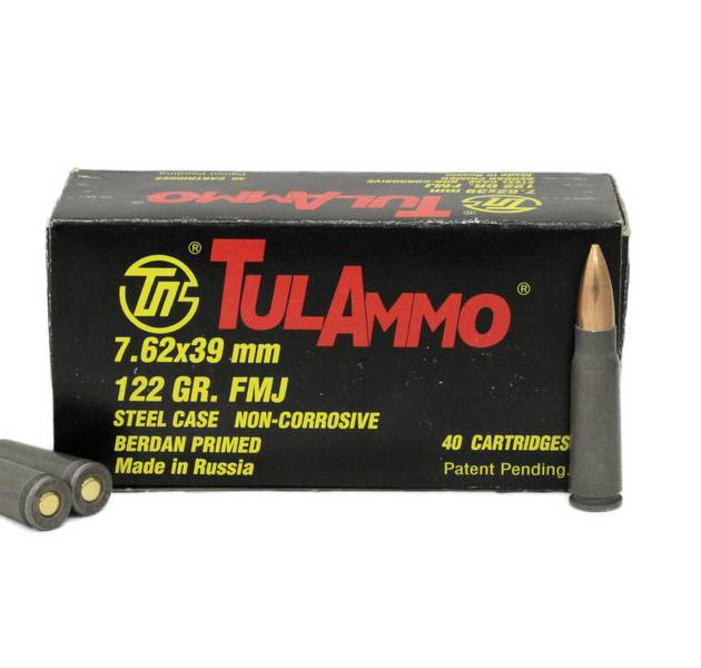 Tula Ammo 7.62x39mm 122 gr FMJ Steel Case 40/Box For Sale Europe