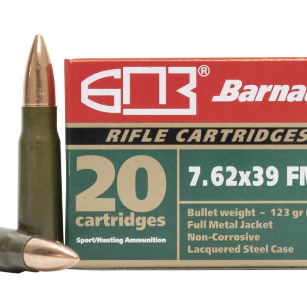Barnaul 7.62x39 123 gr FMJ Lacquered Steel Case 20/Box For Sale Europe