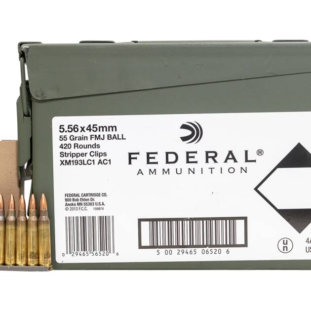 Federal XM193 5.56 55gr FMJ with Ammo Can 420 Rounds For Sale Europe
