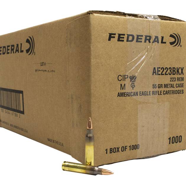 Federal 223 Rem 55gr FMJ BT American Eagle Loose 1000 Round Case For Sale Europe