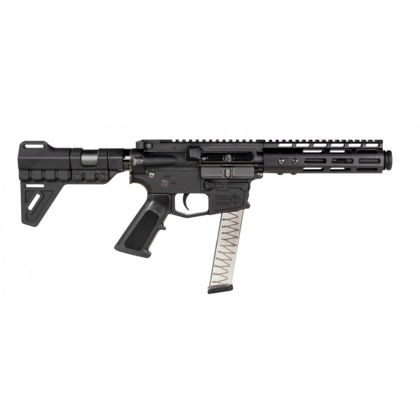 ATI MiIsport 9mm AR15 Pistol 5.5″ Barrel W/ FlashCan MLOK Forend & Blade Brace For Sale Europe